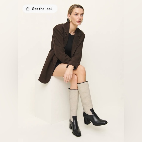 NWT Reformation Frederique Knee High Boot in Black Oatmeal